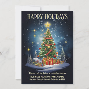 Business christmas tree gifts village snow logo  holiday card