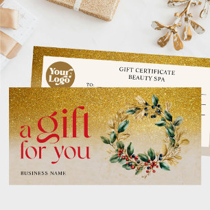 Business Christmas Wreath Gift Certificate Voucher