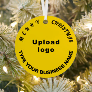 Business Christmas Yellow Circle Metal Ornament