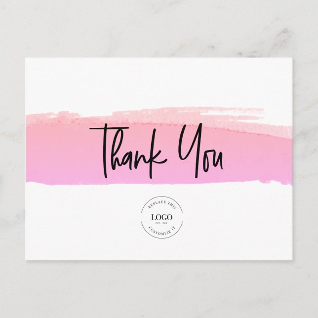 Business Client Appreciation pink Brush stroke Postcard (Front)