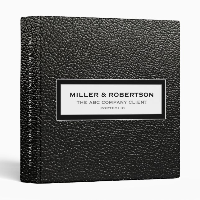 Business Client Portfolio Black Leather Print Binder (Front/Spine)