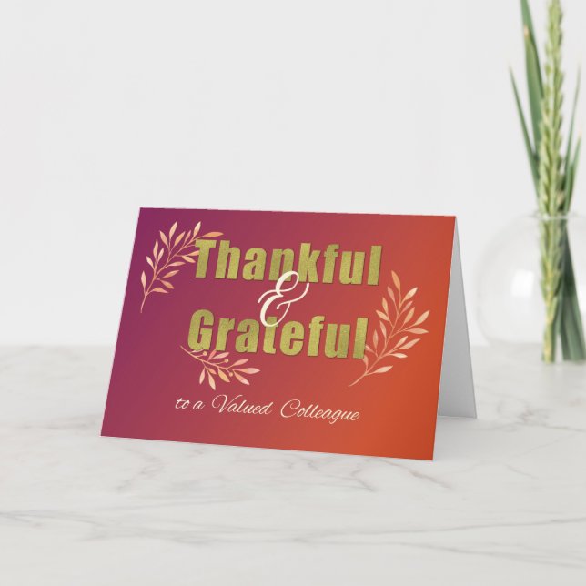 Business Colleague Grateful at Thanksgiving Card (Front)