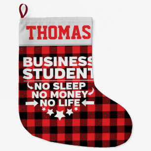 Business College Student Red Plaid Large Christmas Stocking