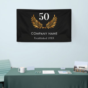 Business comapany name established black gold banner