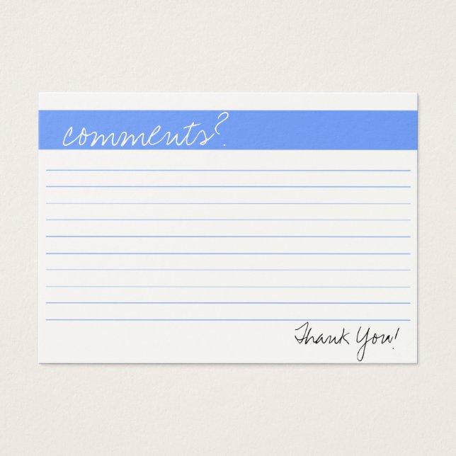 Business Comment Card (Front)