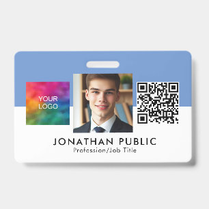 Business Company Corporate Logo QR Code Employee Badge
