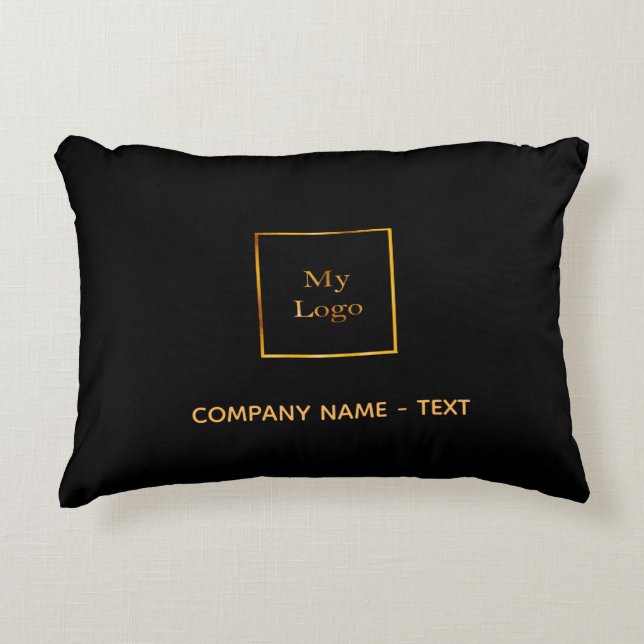 Business company logo black gold elegant modern accent pillow (Front)