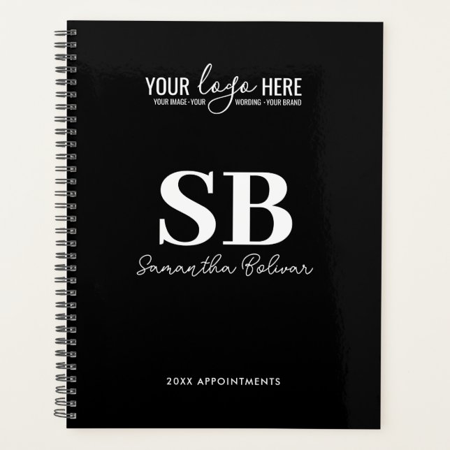 Business Company Logo Black White Monogram 2024 Planner (Front)