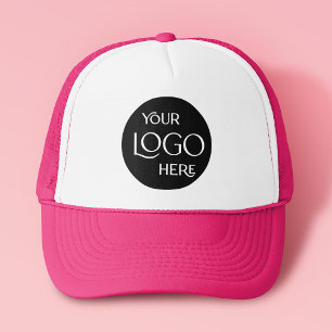 Business Company Logo Brand Employee Modern Pink Trucker Hat