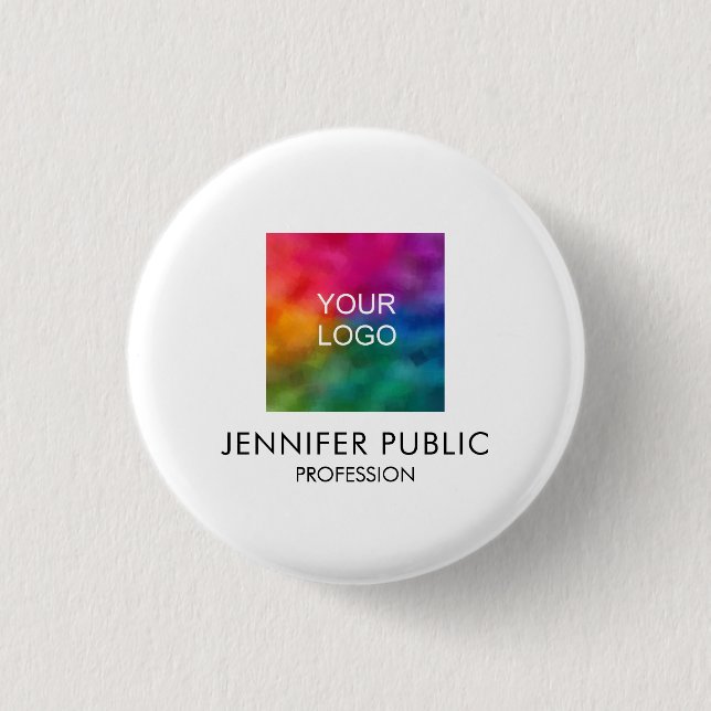 Business Company Logo Custom Add Your Text Image 1 Inch Round Button (Front)