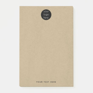 Business Company Logo Custom Text Kraft Post-it Notes