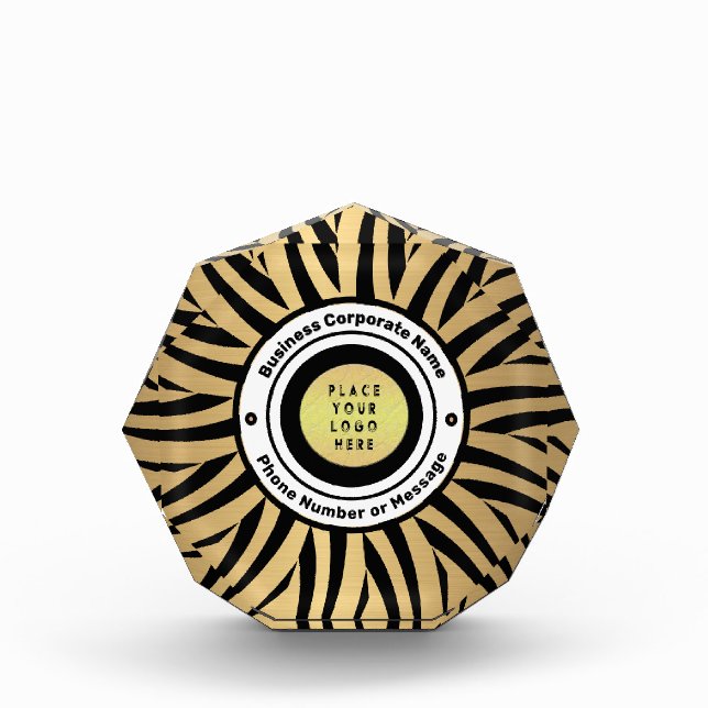 Business Company Logo Gold Black Personalize       Photo Block (Front)