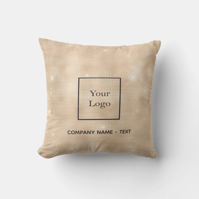 Business company logo golden elegant sparkle glam outdoor pillow (Front)