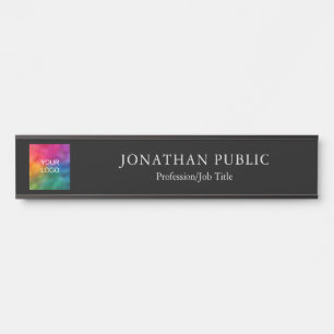 Business Company Logo Name Here Elegant Black Long Door Sign