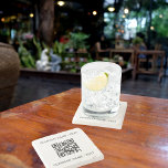 Business company logo name QR code Stone Coaster<br><div class="desc">Personalize and add your business name.  Black letters.  If you want the pillow without text,  use your back-space key to delete.  Add your website url/link to the QR code.</div>
