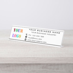 Business Company Logo Office Personalized Desk Name Plate