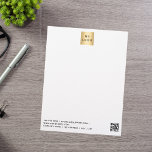 Business company logo QR code brand colour Letterhead<br><div class="desc">Transparent background,  add your brand colour in the design tool.  Personalize and add your business,  company logo and contact information. Add your website url to the QR code.  Black letters

Print on both sides,  without logo on the back.</div>