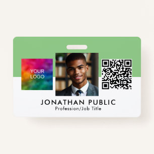 Business Company Logo QR Code Employee Modern ID Badge