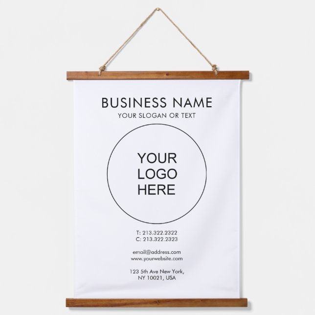 Business Company Logo Text Customizable Template Hanging Tapestry (Front)
