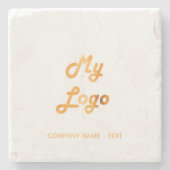 Business company logo text slogan gold stone coaster (Front)