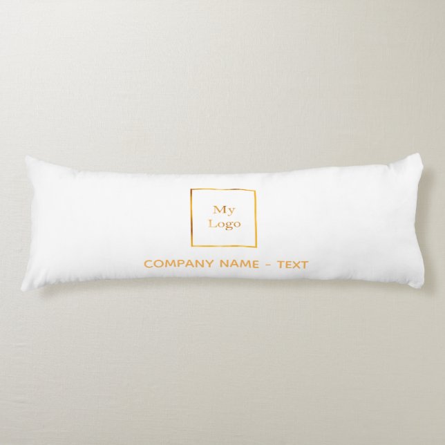 Business company logo white gold elegant body pillow (Front)