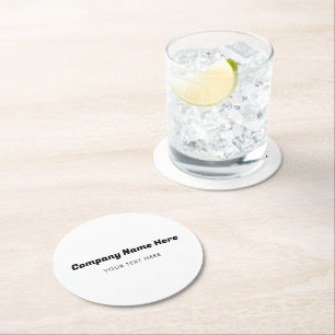 Business Company Name & Text Customer Gifts  Round Paper Coaster