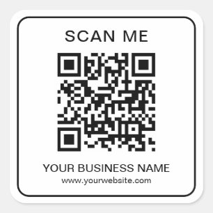 Business Company QR Code Name Url Black Simple Square Sticker