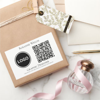 Business Company Round Logo QR code Large Sticker