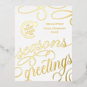 Business Company YOUR LOGO Foil Holiday Post Card