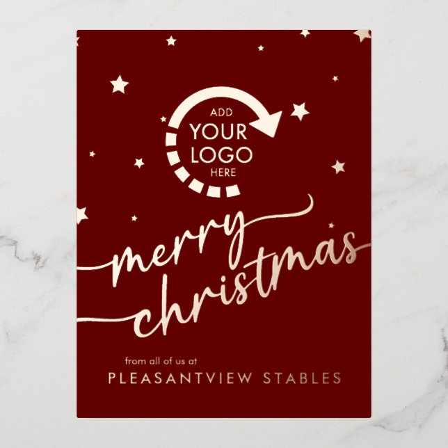 Business Company YOUR LOGO Foil Holiday Post Card (Front)