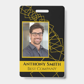 Business Conference ID Badge Black and Gold