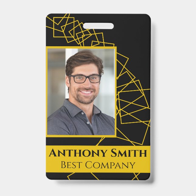 Business Conference ID Badge Black and Gold (Front)