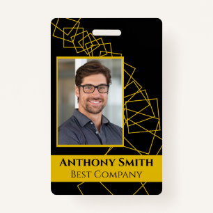 Business Conference ID Badge Black and Gold