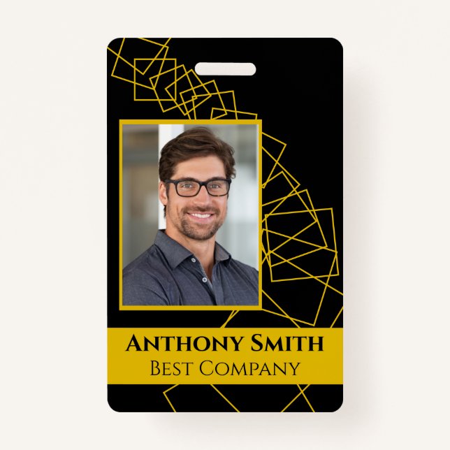 Business Conference ID Badge Black and Gold (Front)