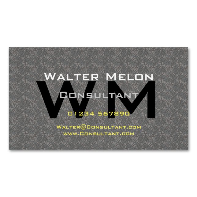 Business Consultant Grey Modern Professional Magnetic Business Card (Front)
