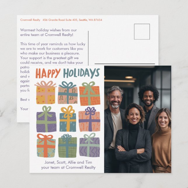 Business Corporate Christmas Holiday CUSTOM Photo  Postcard (Front/Back)