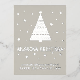 Business Corporate Company Seasons Greetings  Foil Holiday Postcard