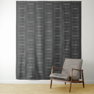 Business Corporate Custom Logo Dark Grey Backdrop Tapestry