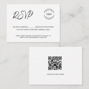 Business Corporate Event RSVP website QR CODE Enclosure Card