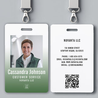 Business Corporate Green Gradient Employee Photo Badge