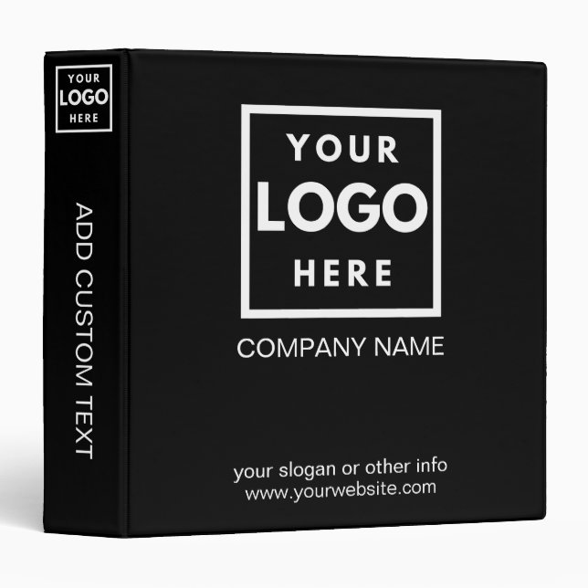 Business Corporate Records Custom Logo Black White Binder (Front/Spine)