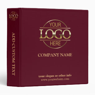Business Corporate Records Custom Logo Burgundy Binder