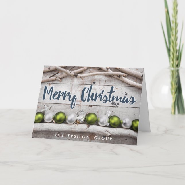 Business Corporate Rustic Merry Christmas Card (Front)