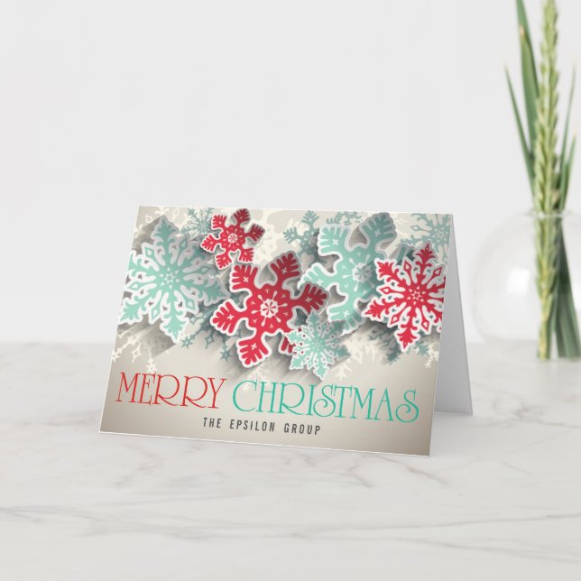 Business Corporate Snowflakes Merry Christmas Card (Front)