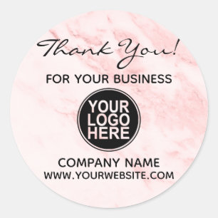 Business Corporate Thank You Custom Logo Marble Classic Round Sticker