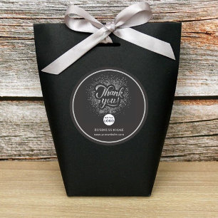 Business Corporate Thank You Silver Add LOGO Classic Round Sticker