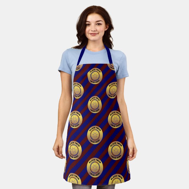 Business Corproate Gold Logo Pattern Personalize  Apron (Worn)