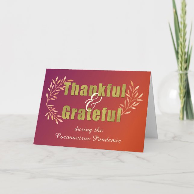 Business COVID-19 Grateful & Thankful Thanksgiving Card (Front)