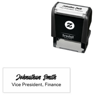 Business Cursive "Signature" Name and Job Title Self-inking Stamp