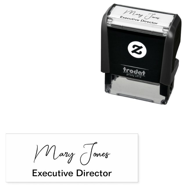 Business Cursive Signature Name and Job Title Self-inking Stamp (In Situ)